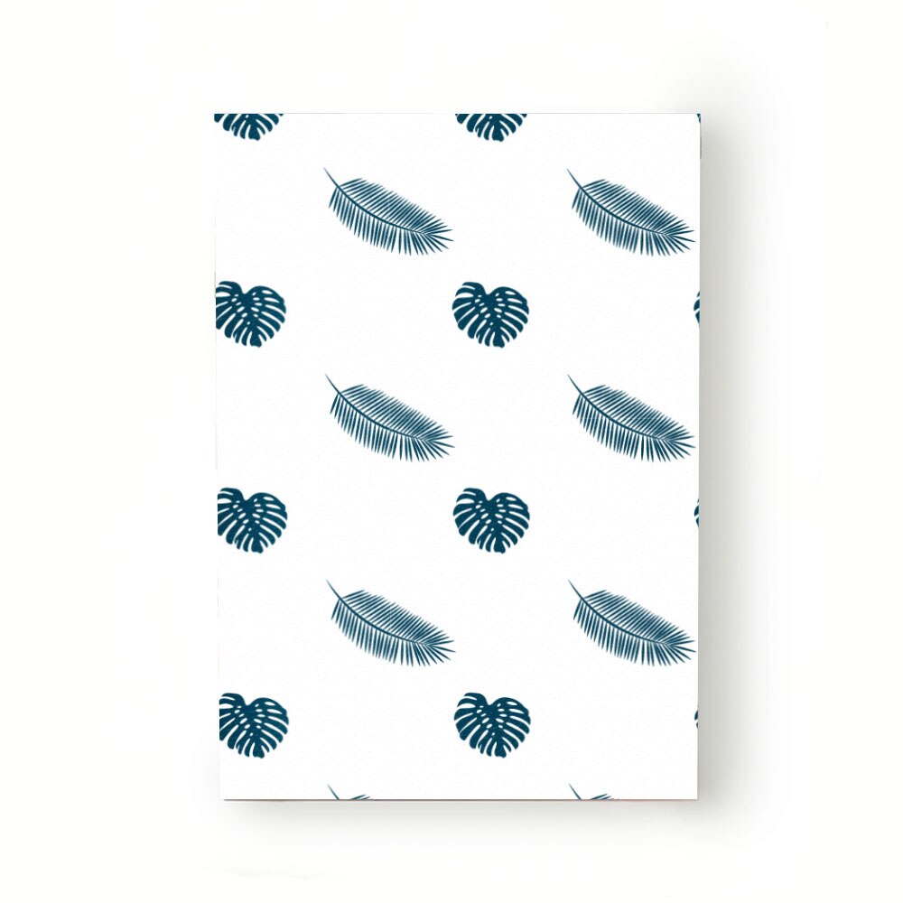 Caiet tip Agenda Heartwork cu muchie cusuta, Motiv frunze tropicale albastru, Latime 140 mm x Inaltime 200 mm