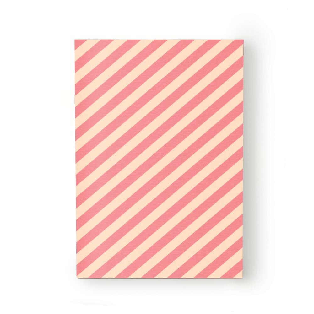Caiet tip Agenda Heartwork cu muchie cusuta, Linii diagonale roz vintage, Latime 140 mm x Inaltime 200 mm