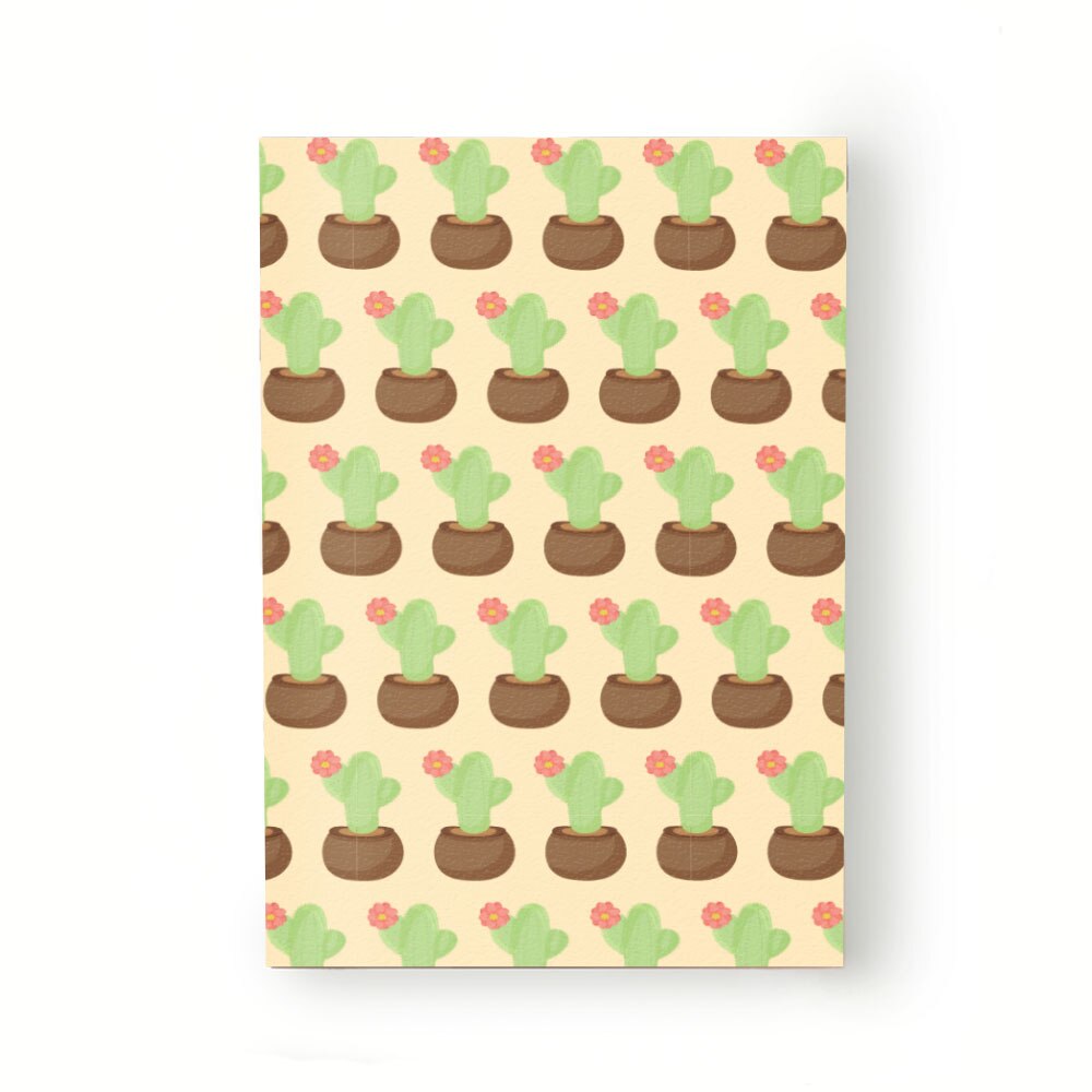 Caiet tip Agenda Heartwork cu muchie cusuta, Cactus in ghiveci floare roz, Latime 140 mm x Inaltime 200 mm