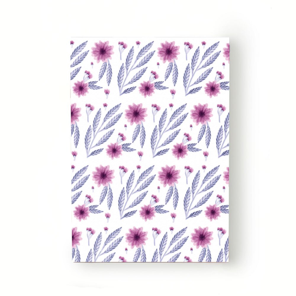 Caiet tip Agenda Heartwork cu muchie cusuta, Vegetal flori si frunze mov, Latime 140 mm x Inaltime 200 mm