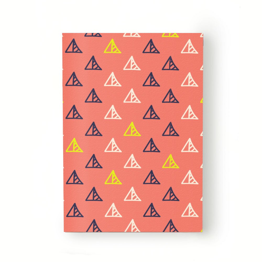 Caiet tip Agenda Heartwork cu muchie cusuta, Model jucaus triunghiuri portocaliu, Latime 140 mm x Inaltime 200 mm