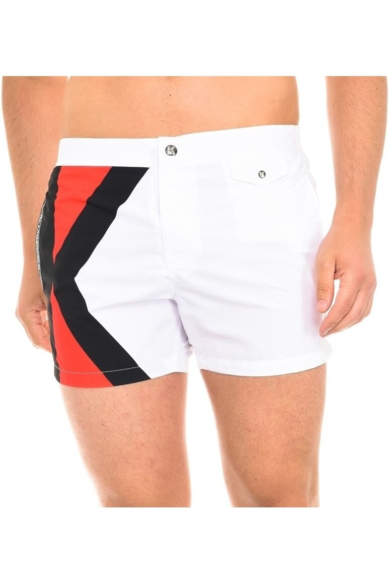 Sort Barbati, Karl Lagerfeld Logo Swimshorts, Alb