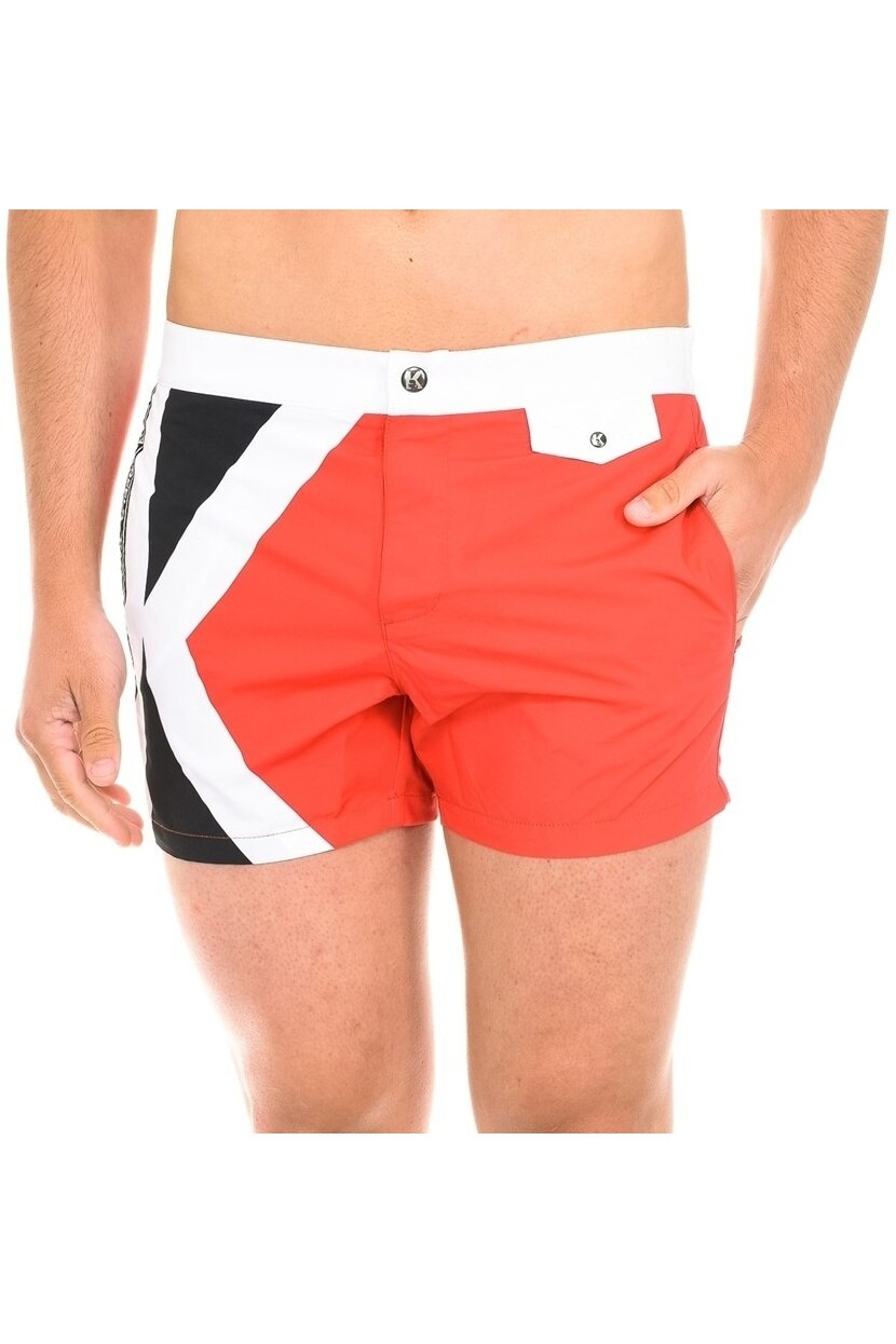 Sort Barbati Karl Lagerfeld Logo Swimshorts, Rosu, Rosu