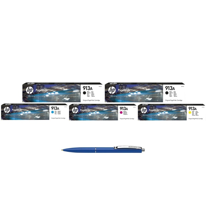 Pachet MAG4U Cartuse Cerneala Originale 5 bucati L0R95AE Black si L0R95AE Black si F6T77AE Cyan si F6T78AE Magenta si F6T79AE Yellow si Pix Schneider