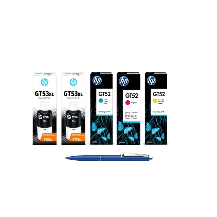 HP MAG4U Tintapatron, 5 db, 1VV21AE fekete, 1VV21AE fekete, M0H54AE ciánkék, M0H55AE bíbor, M0H56AE sárga, Schneider Pix