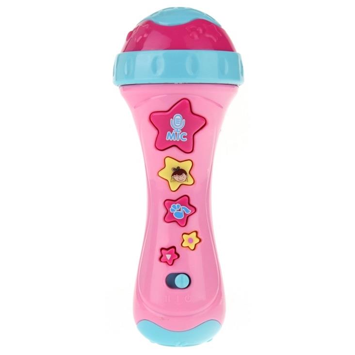 Microfon de Jucarie, Functie de Inregistrare si Redare, Modulator de Voce, 2 Trepte de Volum, cu Melodii si Lumini, Roz
