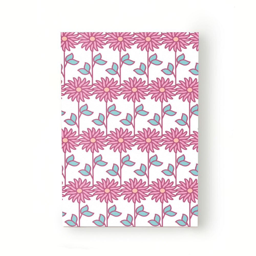 Caiet tip Agenda Heartwork cu muchie cusuta, Randuri de flori roz, Latime 140 mm x Inaltime 200 mm