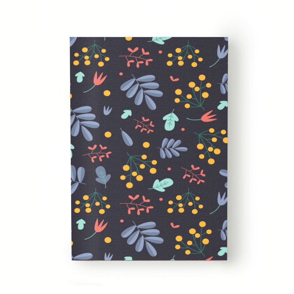 Caiet tip Agenda Heartwork cu muchie cusuta, Elemente naturale frunze colorate albastru, Latime 140 mm x Inaltime 200 mm