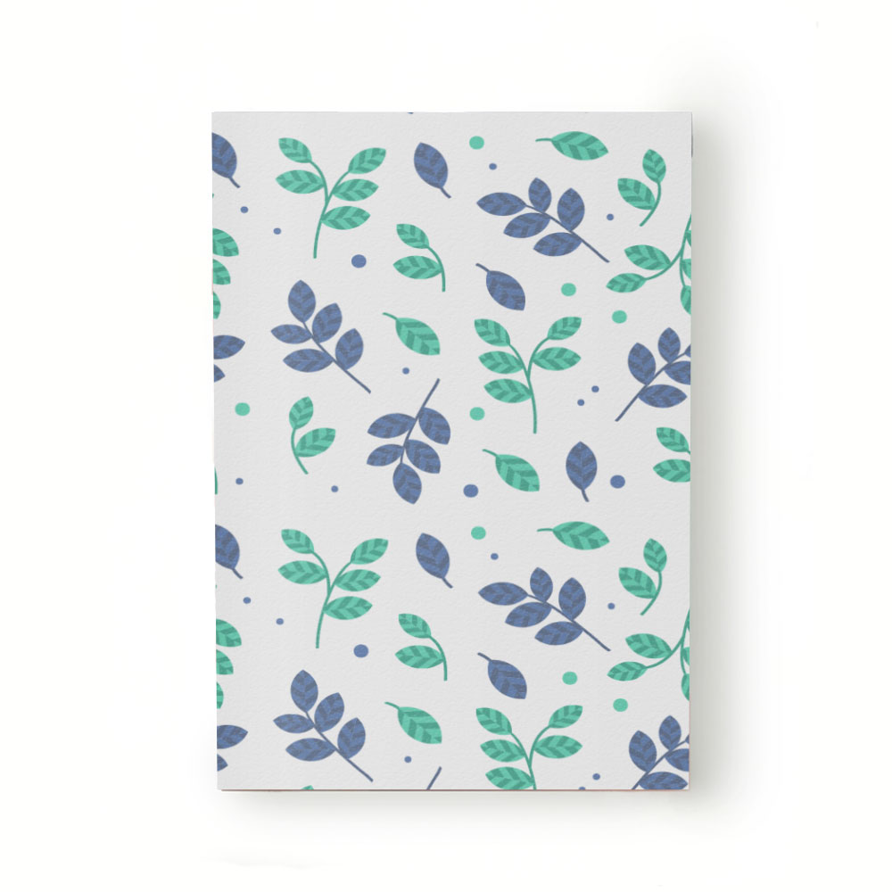 Caiet tip Agenda Heartwork cu muchie cusuta, Model frunze verde si albastru, Latime 140 mm x Inaltime 200 mm