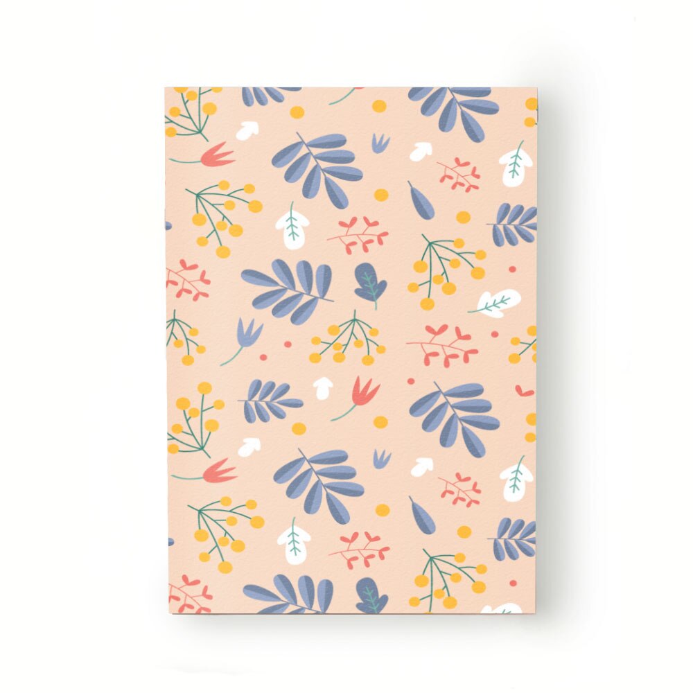 Caiet tip Agenda Heartwork cu muchie cusuta, Elemente naturale frunze si flori colorate, Latime 140 mm x Inaltime 200 mm