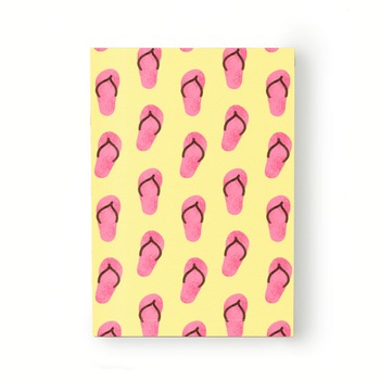 Caiet tip Agenda Heartwork cu muchie cusuta, Model vara papuci de plaja, Latime 140 mm x Inaltime 200 mm Caiet tip Agenda Heartwork cu muchie cusuta, Model vara papuci de plaja, Latime 140 mm x Inaltime 200 mm