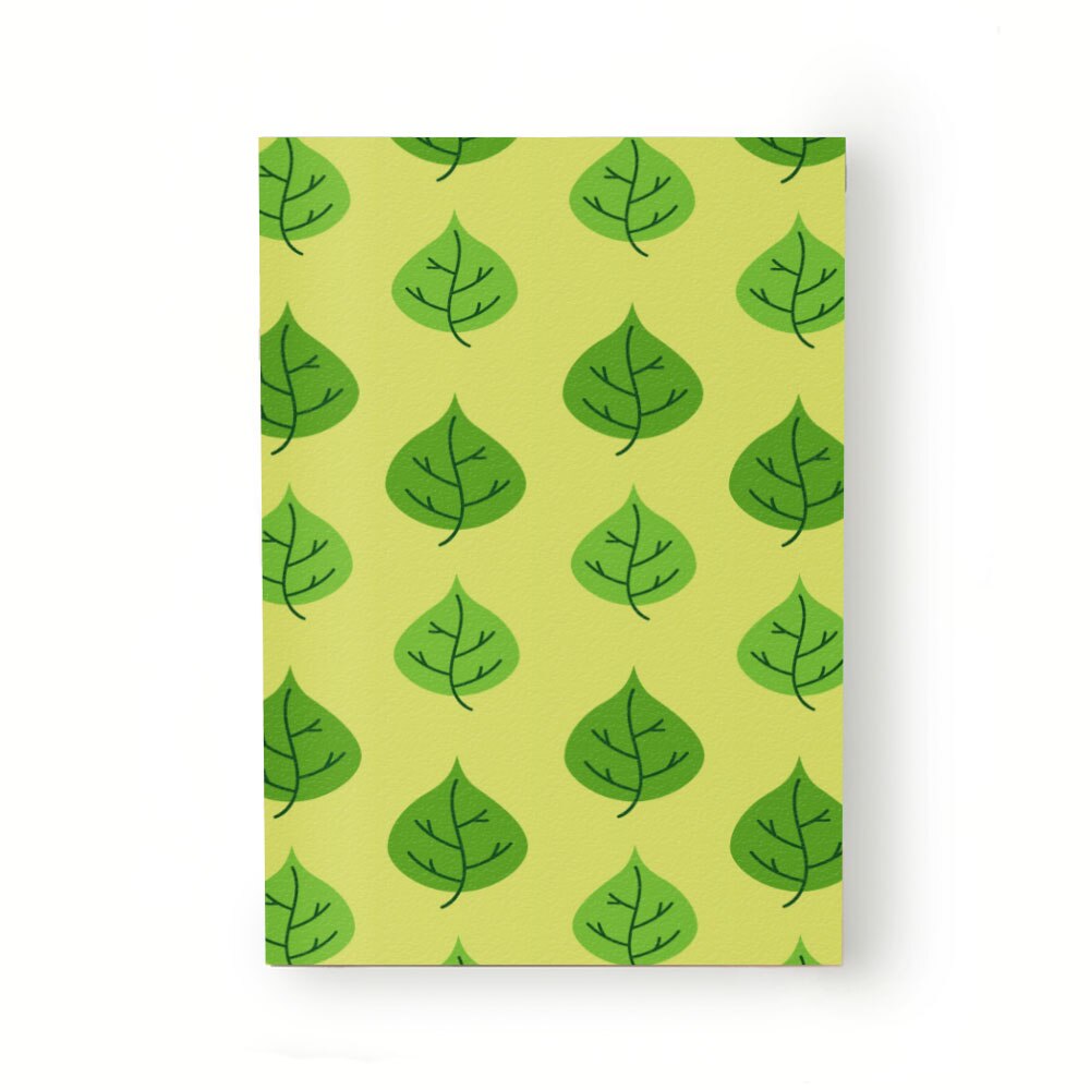 Caiet tip Agenda Heartwork cu muchie cusuta, Frunze de primavara fundal galben, Latime 140 mm x Inaltime 200 mm