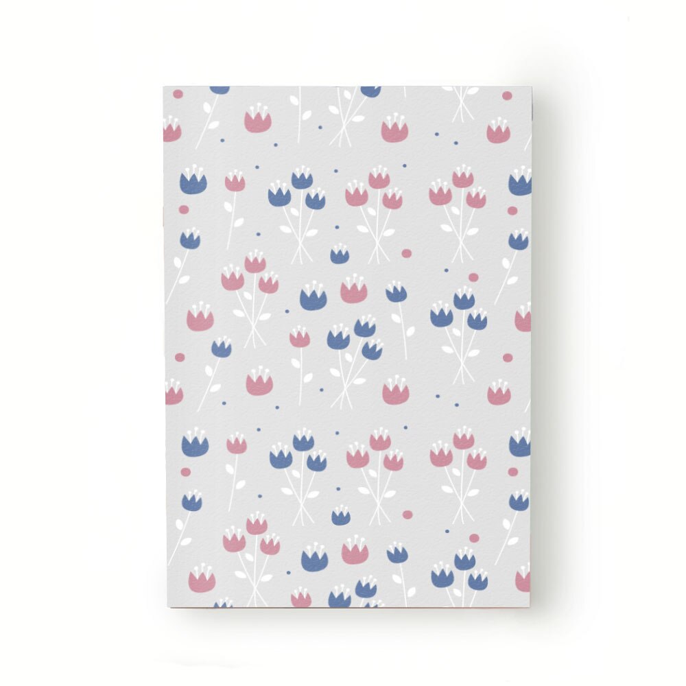 Caiet tip Agenda Heartwork cu muchie cusuta, Lalele stilizate in buchet alb, Latime 140 mm x Inaltime 200 mm