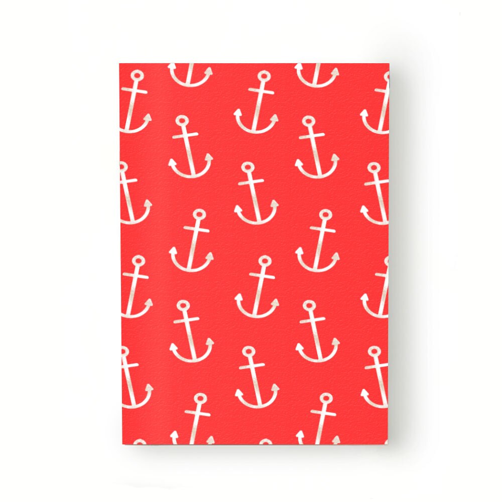 Caiet tip Agenda Heartwork cu muchie cusuta, Acvatic ancore fundal rosu, Latime 140 mm x Inaltime 200 mm