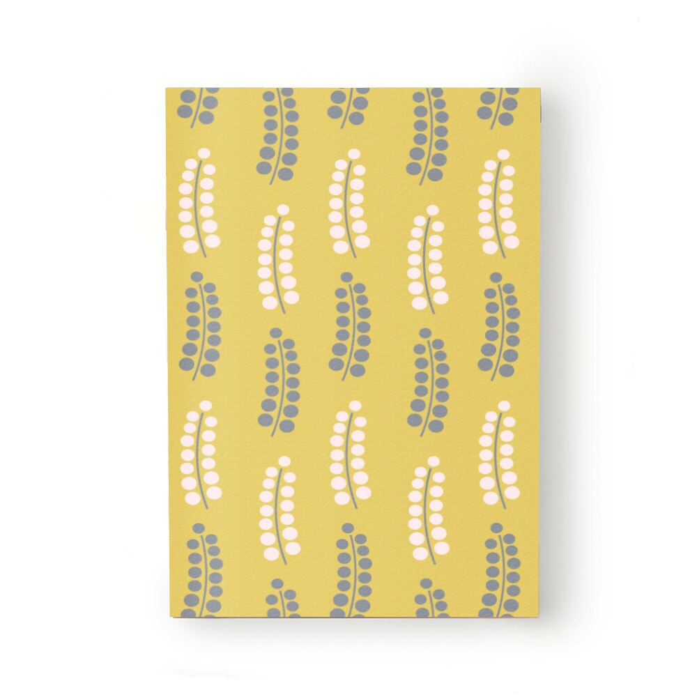 Caiet tip Agenda Heartwork cu muchie cusuta, Frunze ciorchini stilizate galben, Latime 140 mm x Inaltime 200 mm