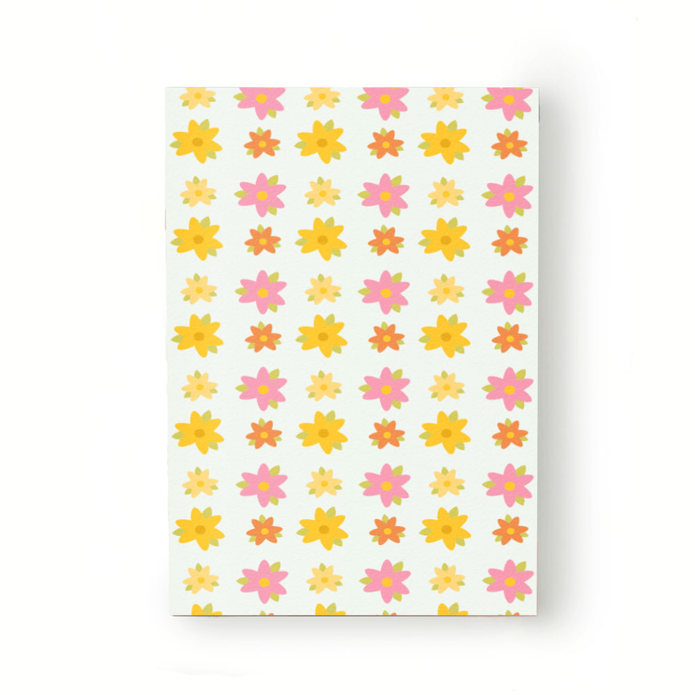 Caiet tip Agenda Heartwork cu muchie cusuta, Flori alternate rosii si galbene, Latime 140 mm x Inaltime 200 mm