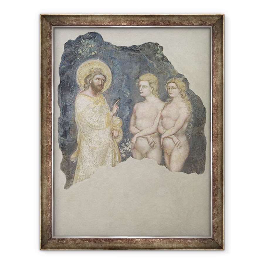 Tablou inramat - Ridolfo di Arpo Guariento - Adam si Eva binecuvantati de Dumnezeu, 70 x 90 cm