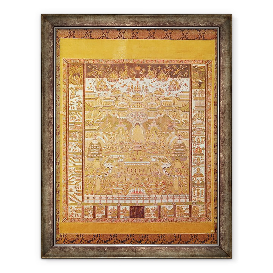 Tablou inramat - Scoala chineza - Kshitigarbha, Judecatorul Iadului, din Dunhuang, 70 x 90 cm