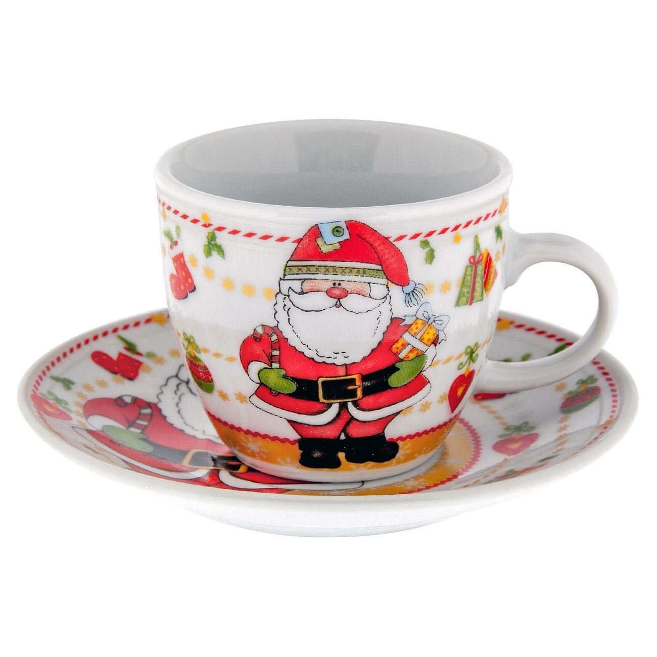 Ceasca portelan cu imprimeu Mos Craciun, 90 ml