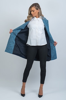 EMA\T Concept, Palton din amestec de lana virgina Went Offline, Albastru