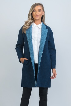 EMA\T Concept, Palton din amestec de lana virgina Went Offline, Bleumarin