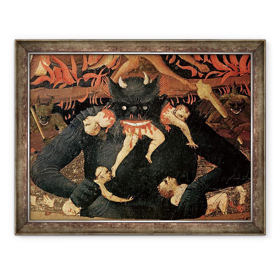 Tablou inramat - Fra Angelico - Judecata de Apoi, detaliu al Satanei devorand pe cei blestemati in iad, 70 x 90 cm