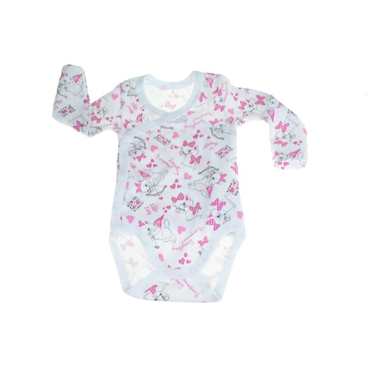 Body cu maneca lunga pentru fete Mic Pitic Bd103-50-cm, Roz 34370