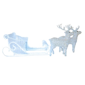 Sanie cu Reni 3D, Dimensiune produs H 100cm * 500cm, 1500 led-uri, Material cadru de fier si acril + siruri LED RGB, blit alb 5 in 1 , cu telecomanda Sanie cu Reni 3D, Dimensiune produs H 100cm * 500cm, 1500 led-uri, Material cadru de fier si acril + siruri LED RGB, blit alb 5 in 1 , cu telecomanda