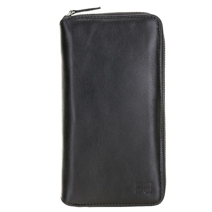 Калъф, Портфейл за Samsung Galaxy Note 20 Ultra, Bouletta Pouch Magic Wallet, със сменяем заден капак в комплекта, 2в1, естествена кожа, Rustic Black
