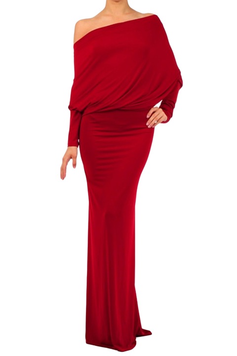 Рокля Eviza, Гол гръб, Дълга,Червена