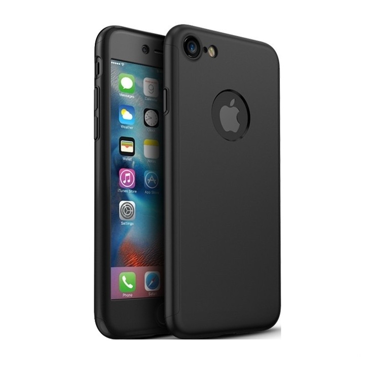 Калъф FullBody MyStyle Black за Apple iPhone SE2, пълно покритие на 360 градуса със защитно фолио
