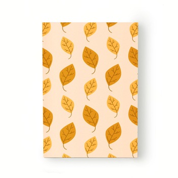 Caiet tip Agenda Heartwork cu muchie cusuta, Frunze de toamna fundal galben, Latime 140 mm x Inaltime 200 mm Caiet tip Agenda Heartwork cu muchie cusuta, Frunze de toamna fundal galben, Latime 140 mm x Inaltime 200 mm