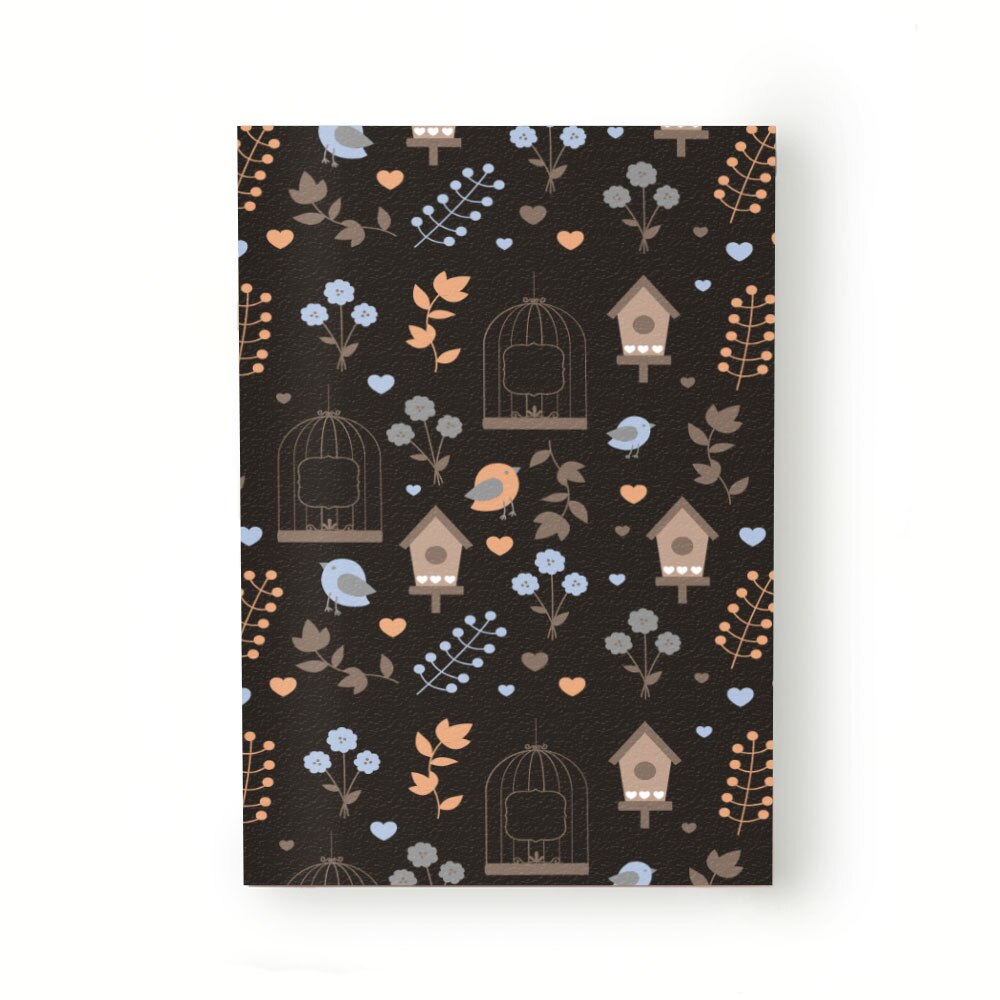 Caiet tip Agenda Heartwork cu muchie cusuta, Natura pasari si flori maro, Latime 140 mm x Inaltime 200 mm