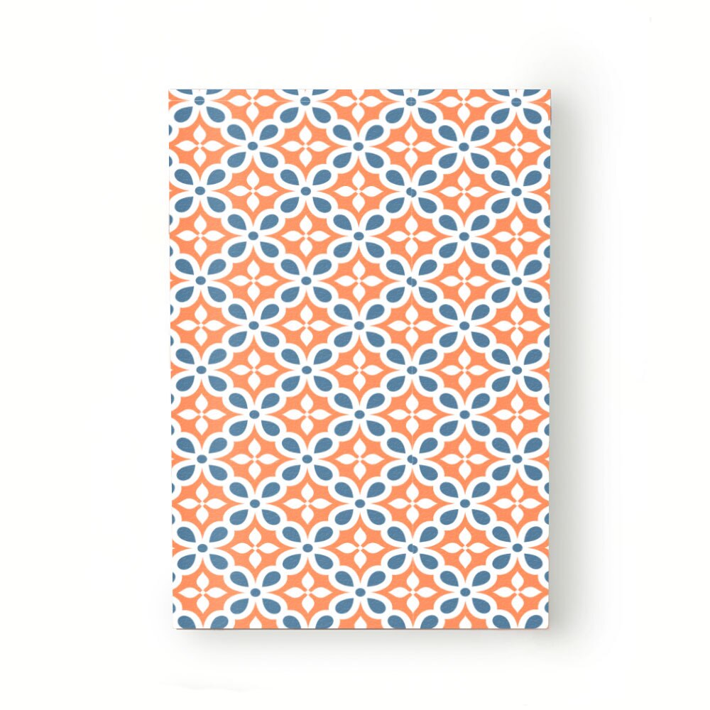 Caiet tip Agenda Heartwork cu muchie cusuta, Model oriental portocaliu si albastru, Latime 140 mm x Inaltime 200 mm