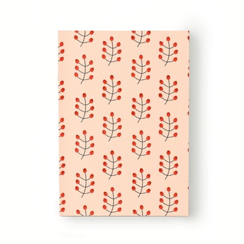 Caiet tip Agenda Heartwork cu muchie cusuta, Crengute cu fructe rosii, Latime 140 mm x Inaltime 200 mm Caiet tip Agenda Heartwork cu muchie cusuta, Crengute cu fructe rosii, Latime 140 mm x Inaltime 200 mm