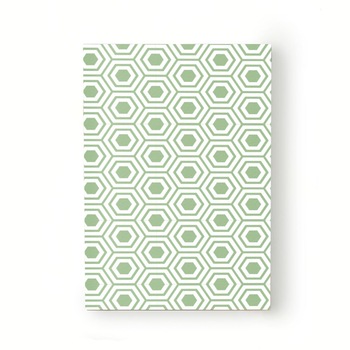 Caiet tip Agenda Heartwork cu muchie cusuta, Model geometric hexagon verde pal, Latime 140 mm x Inaltime 200 mm Caiet tip Agenda Heartwork cu muchie cusuta, Model geometric hexagon verde pal, Latime 140 mm x Inaltime 200 mm