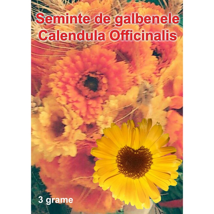 Seminte Galbenele Calendula officinalis Art Shades, plic, 3 grame