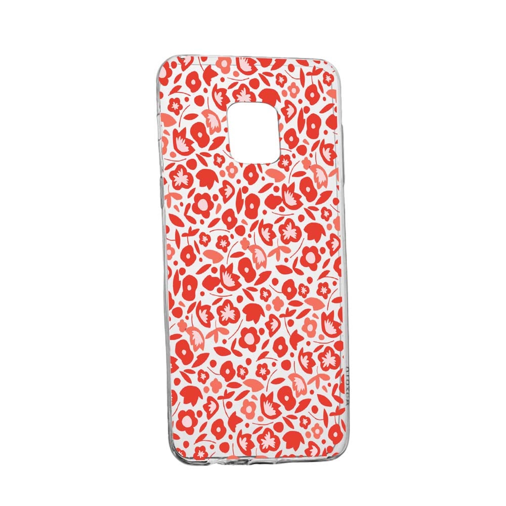 Husa Red Floweres Pattern, pentru Xiaomi Redmi Note 9 Pro, rezistenta la uzura, anti-alunecare, din silicon Premium, 631