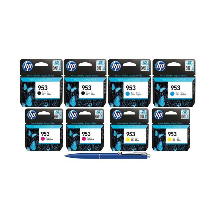 HP tintapatron csomag, 2 db 953 fekete, 2 db 953 ciánkék, 2 db 953 bíborvörös, 2 db 953 sárga, Schneider toll