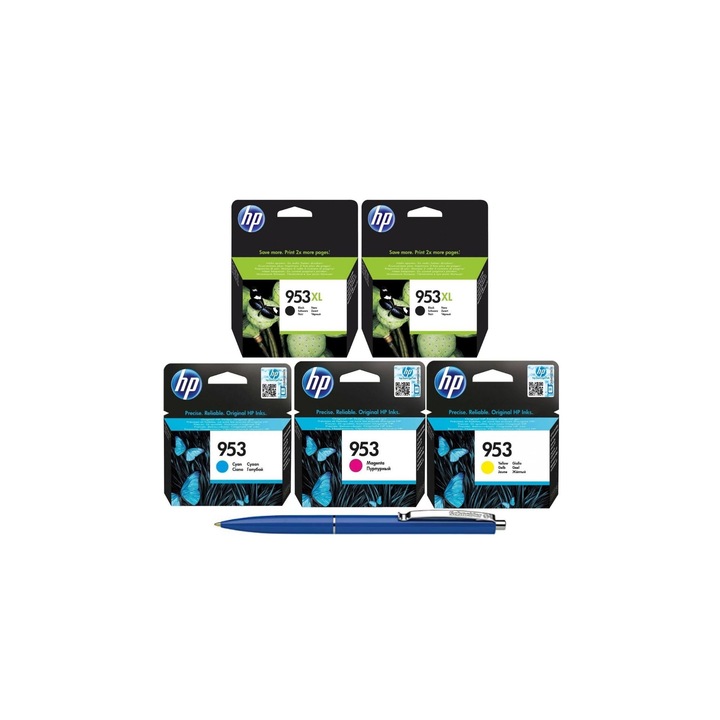 Pachet MAG4U Cartuse Cerneala Originale 5 bucati L0S70AE Black si L0S70AE Black si F6U12AE Cyan si F6U13AE Magenta si F6U14AE Yellow si Pix Schneider