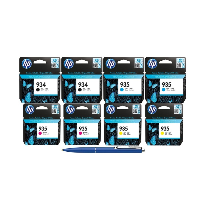 Pachet MAG4U Cartuse Cerneala Originale 2X C2P19AE (934) Black, 2X C2P20AE (935) Cyan, 2X C2P21AE (935) Magenta, C2P22AE (935) Yellow si Pix Schneider