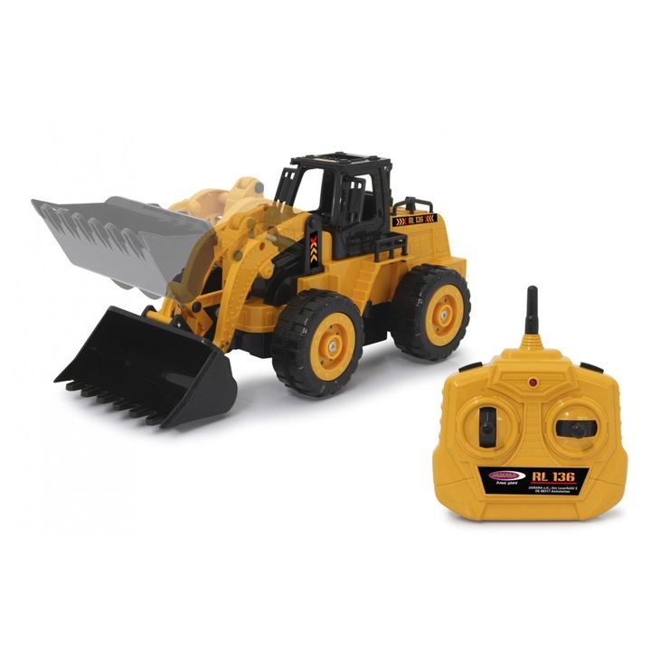 Багер с дистанционно управление, челен товарач Jamara, с верижен контрол, мащаб 1:36