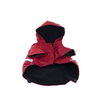 Geaca calduroasa si impermeabila pentru catei de talie mica, rosu, marime 20/2XL, dunga reflectorinzanta pe spate,confortabila,Doty