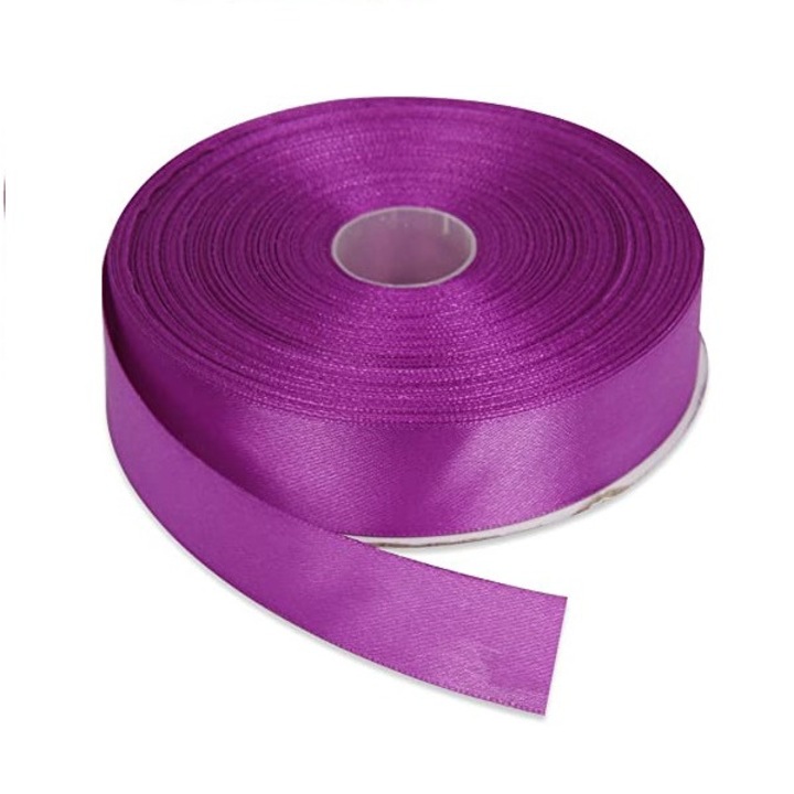 Двойна сатенена панделка, ширина 24 мм, дължина 5 м, лилава
