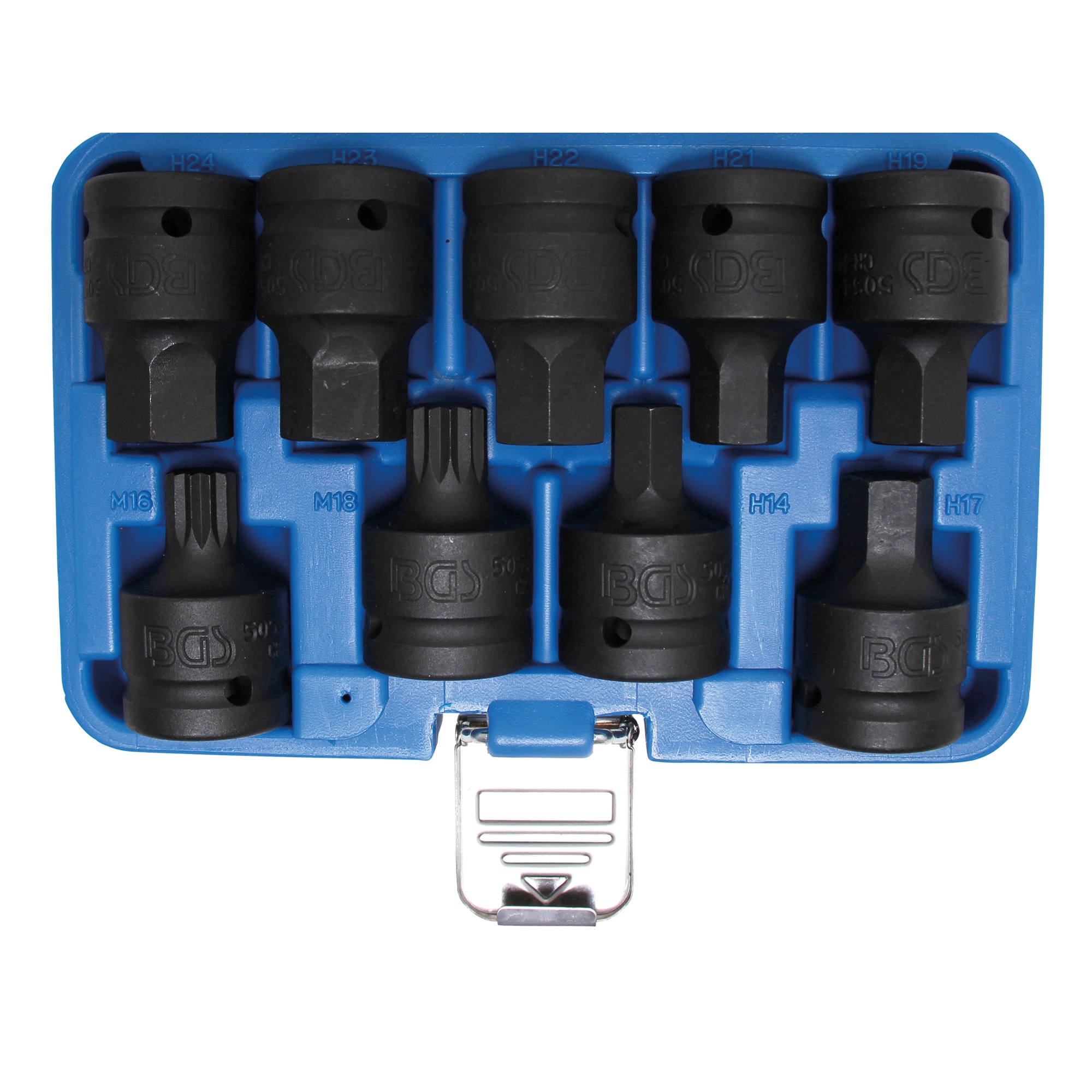 Trusa cu biti de impact imbus (hexagon) si spline (XZN), antrenare 3/4'', 9 piese, BGS 5054
