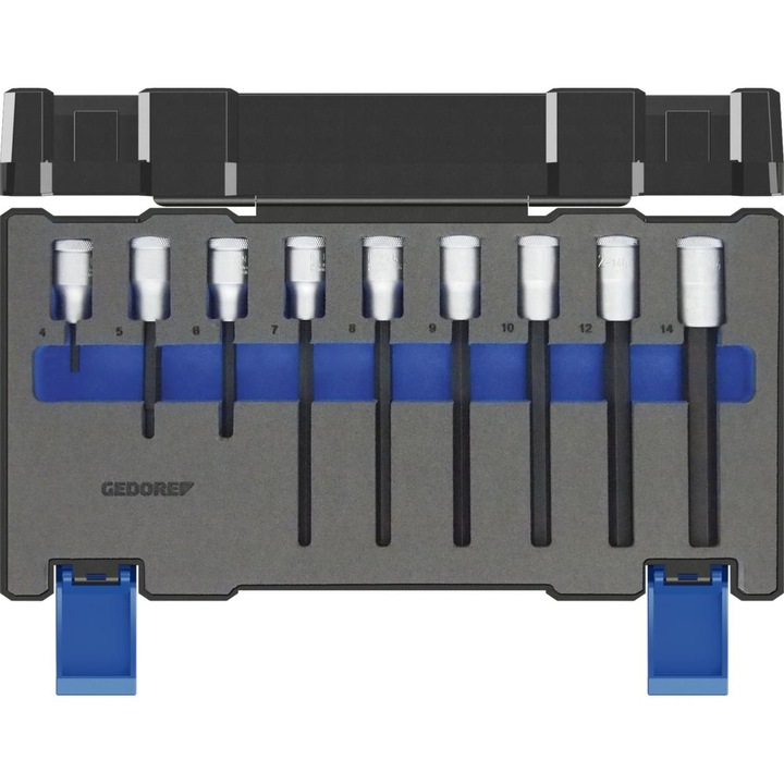 Set biti cu antrenare 1/2" IN-hex, 9 piese, Gedore