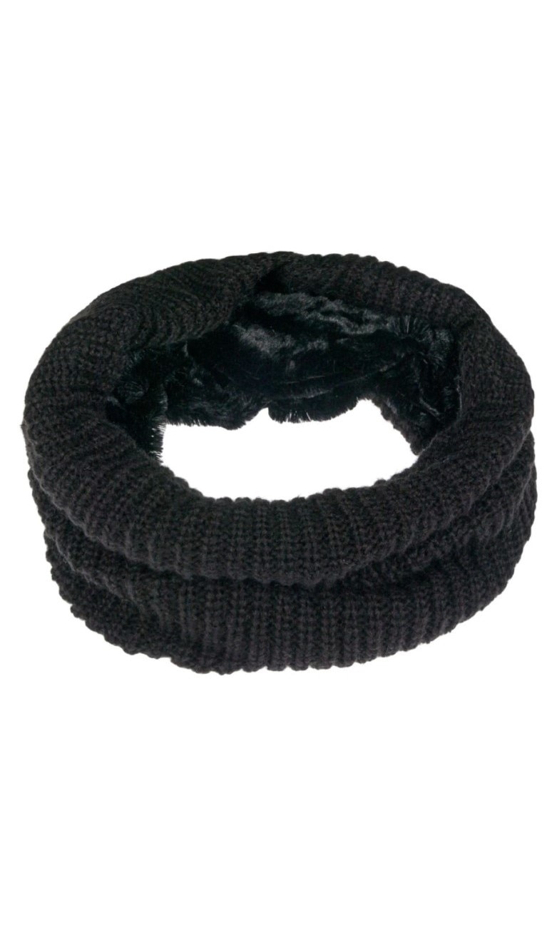 Fular circular, Zola®,dama, model cu 2 fete, blana si model tricotat, negru