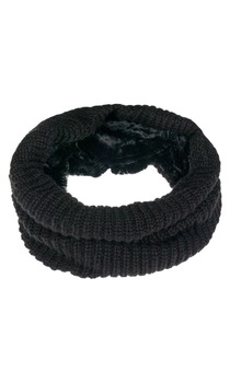 Fular circular, Zola®,dama, model cu 2 fete, blana si model tricotat, negru Fular circular, Zola®,dama, model cu 2 fete, blana si model tricotat, negru