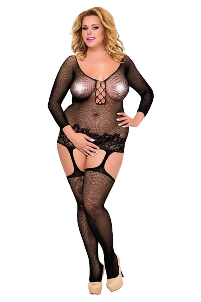 Catsuit, Softline, Adila 6274, negru, 2XL-3XL