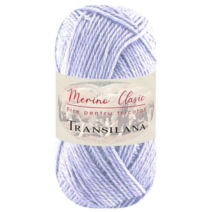 Fir pentru tricotat, Transilana, Merino Clasic, 100% lana merinos, culoare Lila C7100, 100 g, 280 m